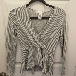 Grey and white striped blouse